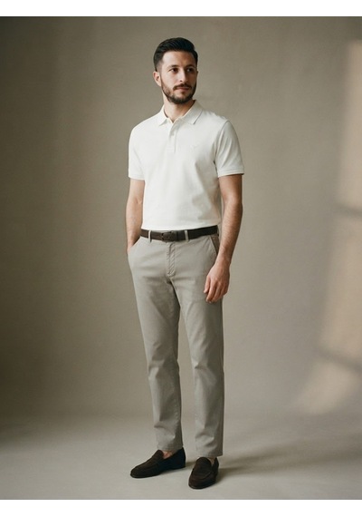 Maccali Erkek Beyaz Basic Polo Yaka Tişört