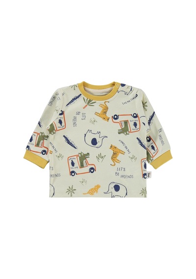 Civil Baby Araba Baskılı 6-18 Ay Pijama Takımı - Hardal