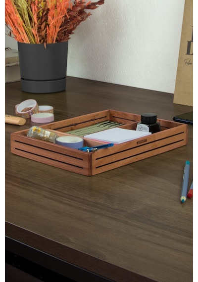Woodsaka 3line Sade Organizer & Aksesuar Kutusu - Kiraz Ağacından