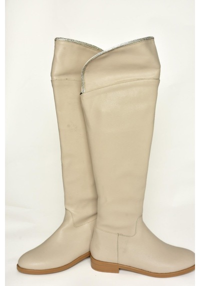 Fox Shoes T848643509 Bej Taş Detaylı Kadın Çizme Bej-suni Deri Bej