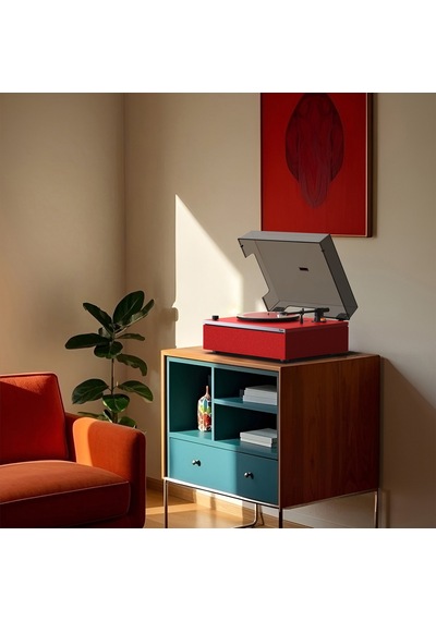Hym s Lumi-s Kırmızı Dahili Bluetooth Hoparlörlü Retro Pikap Plakçalar