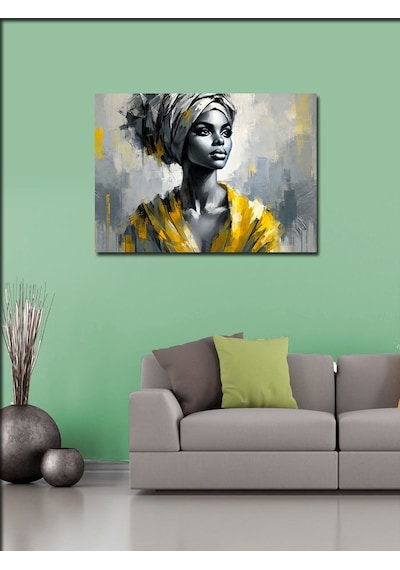 Kanvas Tablo Altın Işıklı Afrikalı Kadın