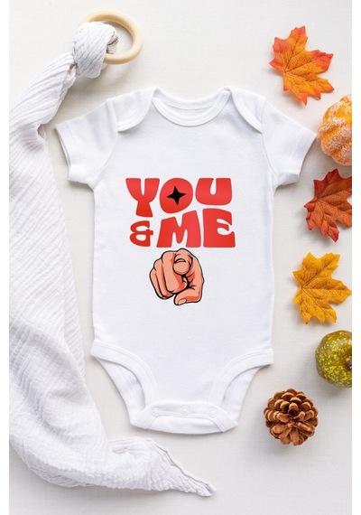 Babylimon Bebek Beyaz You And Me Desenli Kısa Kol Body Beyaz - 102863674 Beyaz