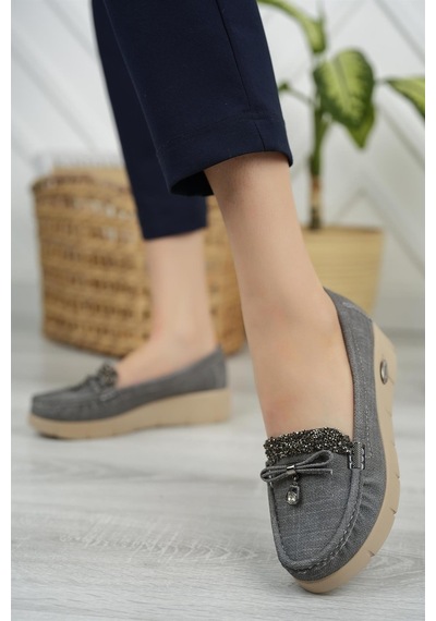 Nesil Shoes Nstar 400 Gri Kot Anatomik Günlük Kadın Ayakkabı-gri Kot Gri