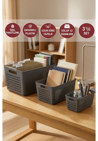 Selka Home Lavin 3'lü Dolap İçi Düzenleyici  ( 2-4-7 Lt. )