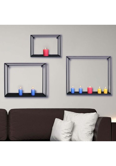 Wessdizayn Metal Duvar Rafı Dekoratif 3 ‘Lü Set Wd-11