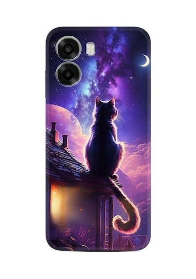 Oppo A6x Uyumlu Kılıf Boutique Baskılı Resimli Damdaki Kedi Pcode -091