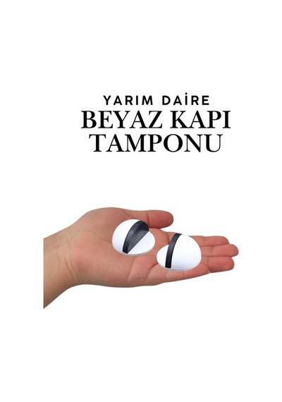Beyaz Yarım Daire Yapışkanlı Kapı Tamponu Kapı Stoperi Metal Kapı Stopu Durdurucu Kapı Koruyucu