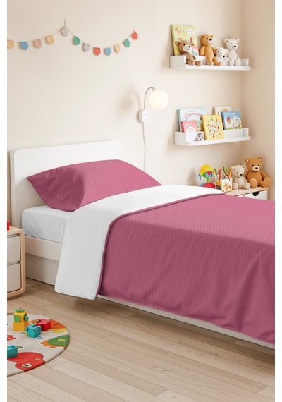 Pembe Minimal Genç Odası Tek Kişilik Pike Takımı - Kapitone Gül Kurusu 160x220 Cm Yatak Örtüsü Pastel Defne Kıyısı