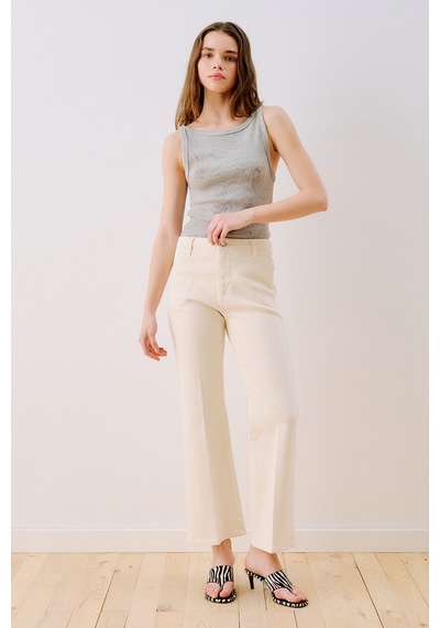 Manuka Orta Bel Flare Paça Jean Ekru Ss26pnt00014-02