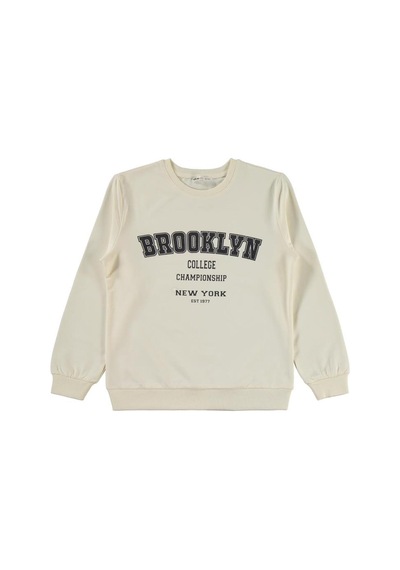 Civil Girls Brooklyn Baskılı 10-13 Yaş Sweatshirt Ekru
