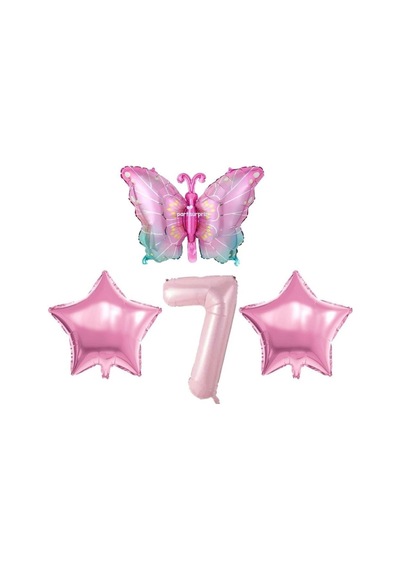 Pembe Kelebekli 7 Yaş Folyo Balon Set Sku: Zeusstk5b0b639144 .