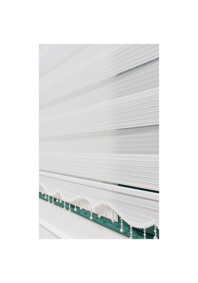 Beyaz Pliseli Boncuklu Zebra Stor Perde Beyaz - 510890283 Beyaz