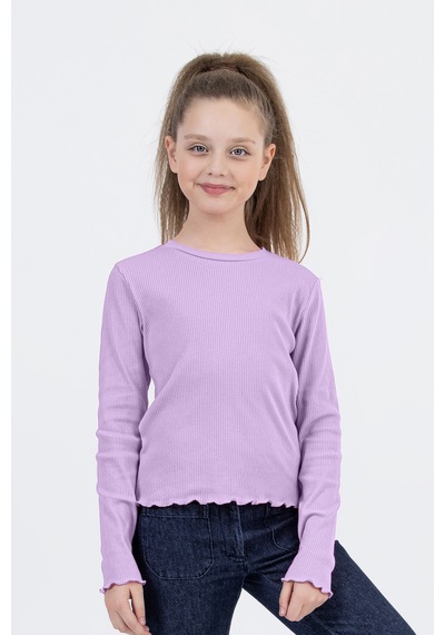 Bellamio Kids Fitilli Kız Çocuk Lila Uzun Kollu Badi