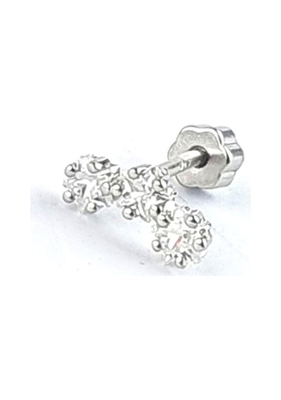 Pırlanta Parlaklığında Zirkon Taşlı 925ayar Gümüş Yay Tragus Helix Piercing Gümüş