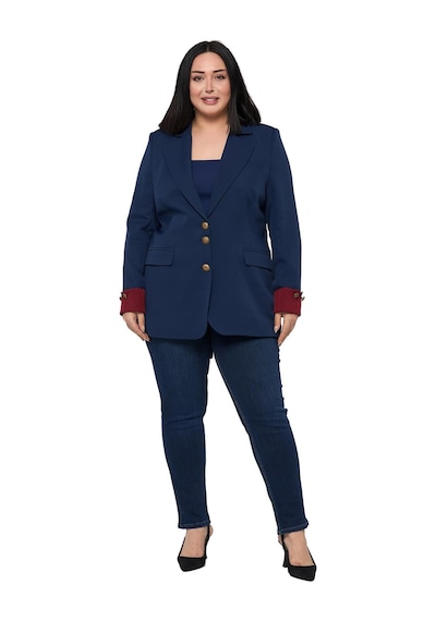 Disentis Büyük Beden Manşeti Kumaş Garnili Düğme Detaylı Astarlı Lacivert Bordo Blazer Ceket Lacivert Bordo Disentis Büyük Beden Manşeti Kumaş Garnili Düğme Detaylı Astarlı Lacivert Bordo Blazer Ceket Lacivert Bordo