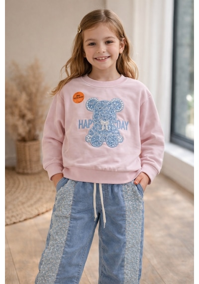 Uğur Bebe Pembe Pullu Esnek Sweatshirt Ve Geniş Paça Kot Pantolon Kız Çocuk Bayramlık Takım Pembe Mavi Pembe Mavi Uğur Bebe Pembe Pullu Esnek Sweatshirt Ve Geniş Paça Kot Pantolon Kız Çocuk Bayramlık Takım Pembe Mavi Pembe Mavi
