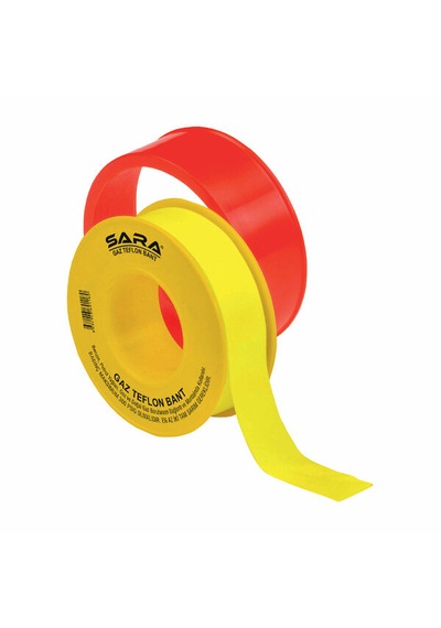 Sara S611 Gaz Teflon Bandı 12 Mm X 8 M, Ptfe, Sarı, 10 Lu Paket