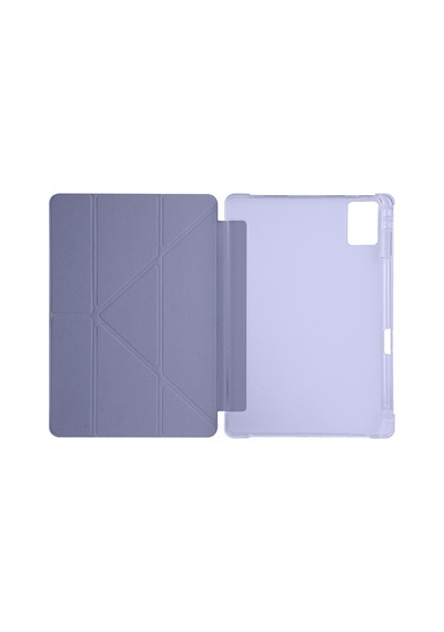 Lenovo Idea Tab Plus 12.1 2025 Tb361fu-tb361zu Uyumlu Kalem Bölmeli Dönebilen Üçgen Standlı Tri Folding Tablet Kılıfı - Mor - T42077