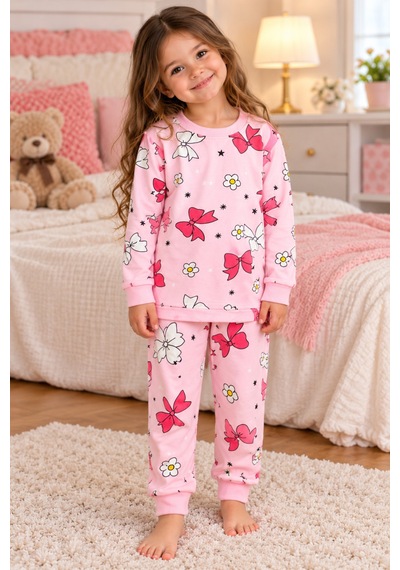 Üç Gül Ticaret Kız Çocuk 3-7 Yaş Fiyonklu Çiçek Desenli Pijama Takımı Pamuklu Şardonlu Pembe Üç Gül Ticaret Kız Çocuk 3-7 Yaş Fiyonklu Çiçek Desenli Pijama Takımı Pamuklu Şardonlu Pembe