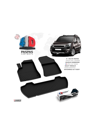 Peugeot Partner Tepee 4D Havuzlu Paspas 2008-2018 110 Hp A+Kalite