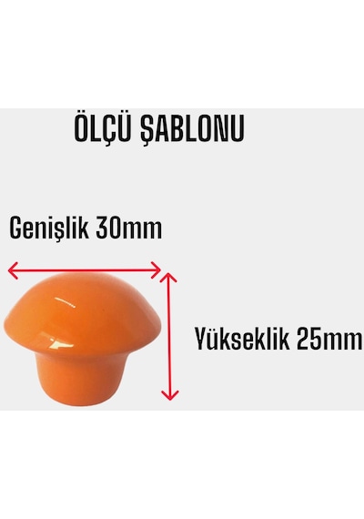 3 Adet Turuncu Mantar Düğme Kulp Çocuk Bebek Mobilya Çekmece Dolap Kapak Kulbu Metal Kulp Aksesuarları Vidalı