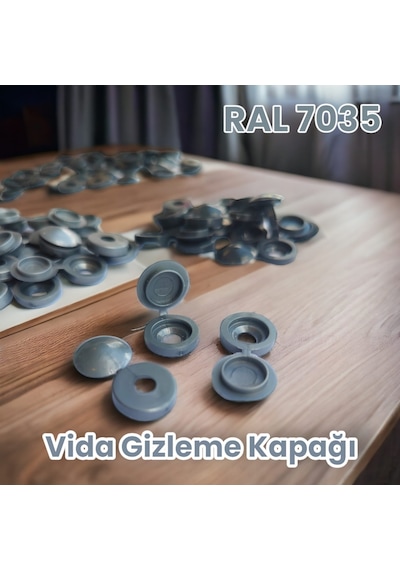 Tr'de İlk 100 Adet Açık Gri Vida Gizleme Kapağı, Ral 7035 Alüminyum Gri, Vida Kapağı
