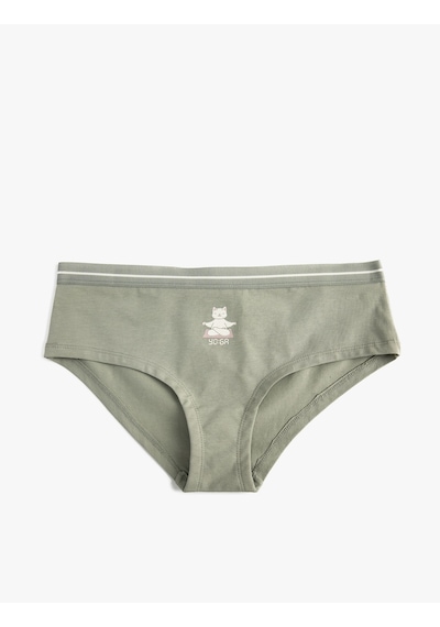 Koton Hipster Külot Slogan Baskılı Basic Pamuklu Yeşil 4wlk30102mk Yeşil