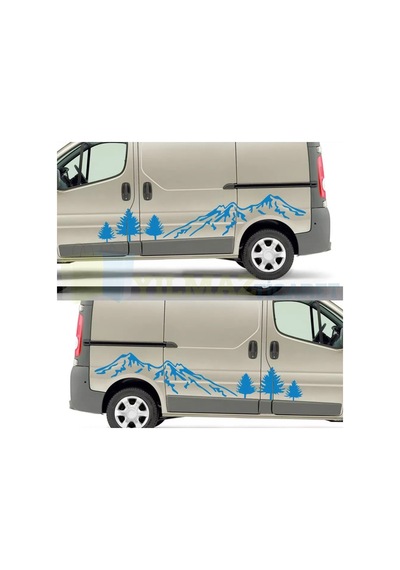 Ağaç Dağ Orman Kamp Karavan Manzara Çekme Oto Sticker Etiket 2 Ad