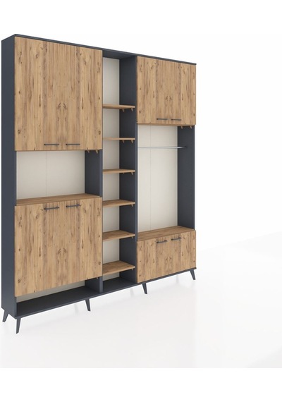 Arges Dolap 18 Raflı 8 Kapaklı Tek Askılı 220x30x243 Antrasit-çam/çam Atlas Çam/atlas Çam Arges Dolap 18 Raflı 8 Kapaklı Tek Askılı 220x30x243 Antrasit-çam/çam Atlas Çam/atlas Çam