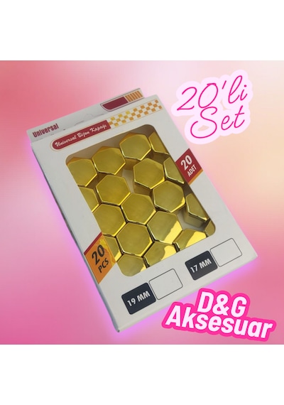 17mm Bijon Vidası Çapı 2cm Düz Parlak Gold Bijon Kapağı 20li +