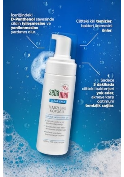 Sivilceye Yatkın Yağlı Ciltler İçin Etkili Siyah Nokta Karşıtı Yüz Temizleme Köpüğü 150 Ml