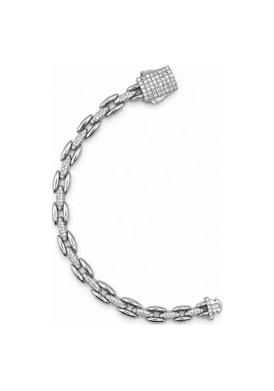 Balenbi Jewelry Kadın Taşlı Oval Halka Detaylı Gümüş Renk Kararmaz Çelik Zincir Bileklik 1096