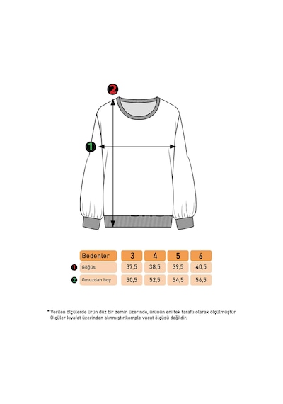 Toontoy Kız Çocuk Baskılı Balon Kol Sweatshirt Pudra
