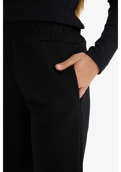 Defacto Standart Fit Basic Düz Beli Lastikli Okul Kız Çocuk Jogger Eşofman Altı Y1226a625aubk81 - Siyah