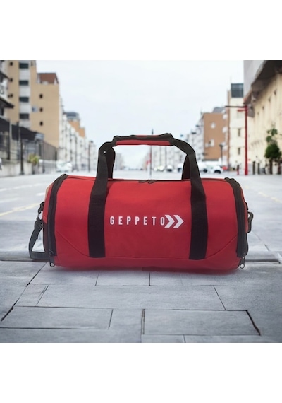 My Geppeto Bag Unisex Fitness Silindir Spor Çantası Kırmızı