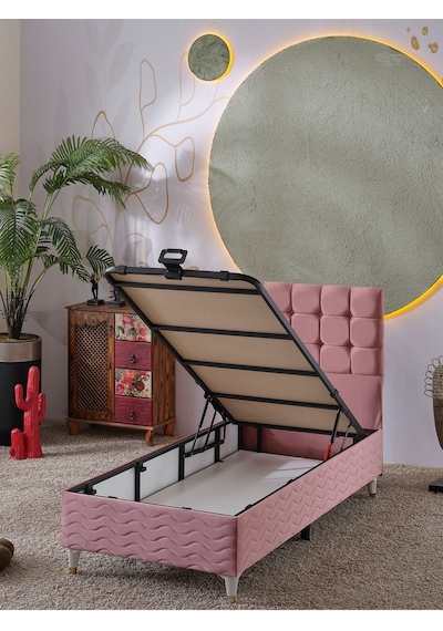 Beehanem 120x200 Bengü Baza+başlık Yataksız Pembe 120 X 200