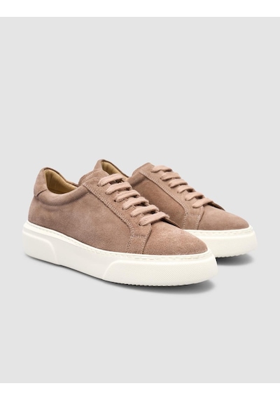 %100 Hakiki Deri Krem Kadın Sneaker Krem