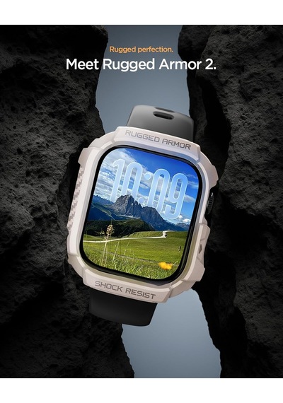 Apple Watch 46mm Seri 11/10 İle Uyumlu Kılıf Rugged Armor 2 Dune Beige - Acs10502 Çok Renkli