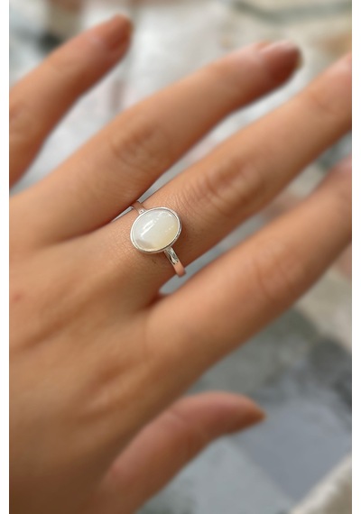 Gümüş 10x8 Mm Sedef Taşlı Yüzük Diğer