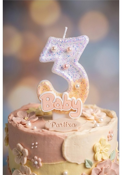 Sarı Baby Rakam Mum Doğum Günü Pasta Süsü