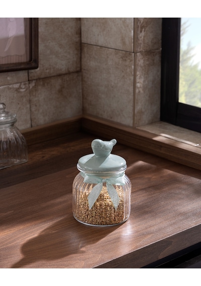 Madame Coco Kuşlu Silindir Kavanoz - Mint Yeşili - 650 Ml 8684427063538 Çok Renkli