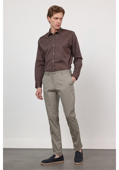 İmza Taş Rengi Yan Cep Slim Fit Pamuklu Chino Pantolon 1003260168