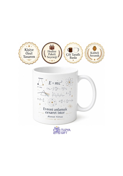 Fizik Formülü Temalı Baskılı Kupa Bardak Bilim Hediye Porselen Mug Beyaz / Çok Renkli