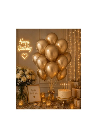 Krom Gold 10'lu Balon Demeti - Doğum Günü Balon Seti Çok Renkli