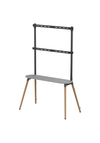 Raflı Şövalye Tipi Tv Standı 49-86 Inç Ahşap & Metal 50 Kg Taşıma Kapasiteli Yükseklik Ayarlı Ceviz