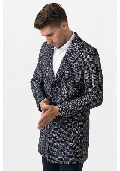 White Stone Arezzo 4025 Ceket Yaka Pamuklu Slim Fit Kaban Laci-Laci Lacivert