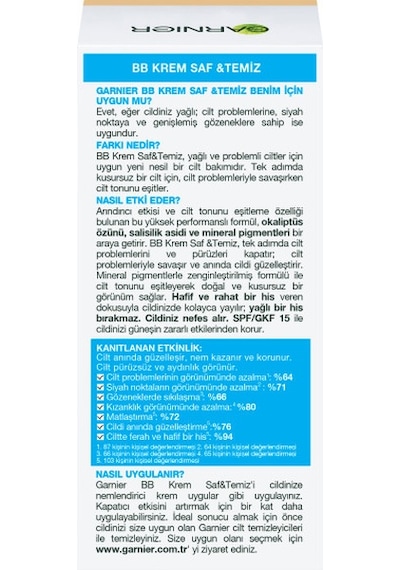 Garnier Saf ve Temiz Orta Ton BB Krem 50 ML