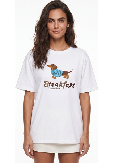 Onloox Kadın Beyaz Beyaz Pamuklu Bisiklet Yaka Oversize Kısa Kollu Nakış Ve Boncuk İşlemeli Figürlü T-shirt Onloox Kadın Beyaz Beyaz Pamuklu Bisiklet Yaka Oversize Kısa Kollu Nakış Ve Boncuk İşlemeli Figürlü T-shirt