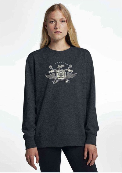 American Motor Authentic Baskılı Füme Antrasit Kadın Sweatshirt